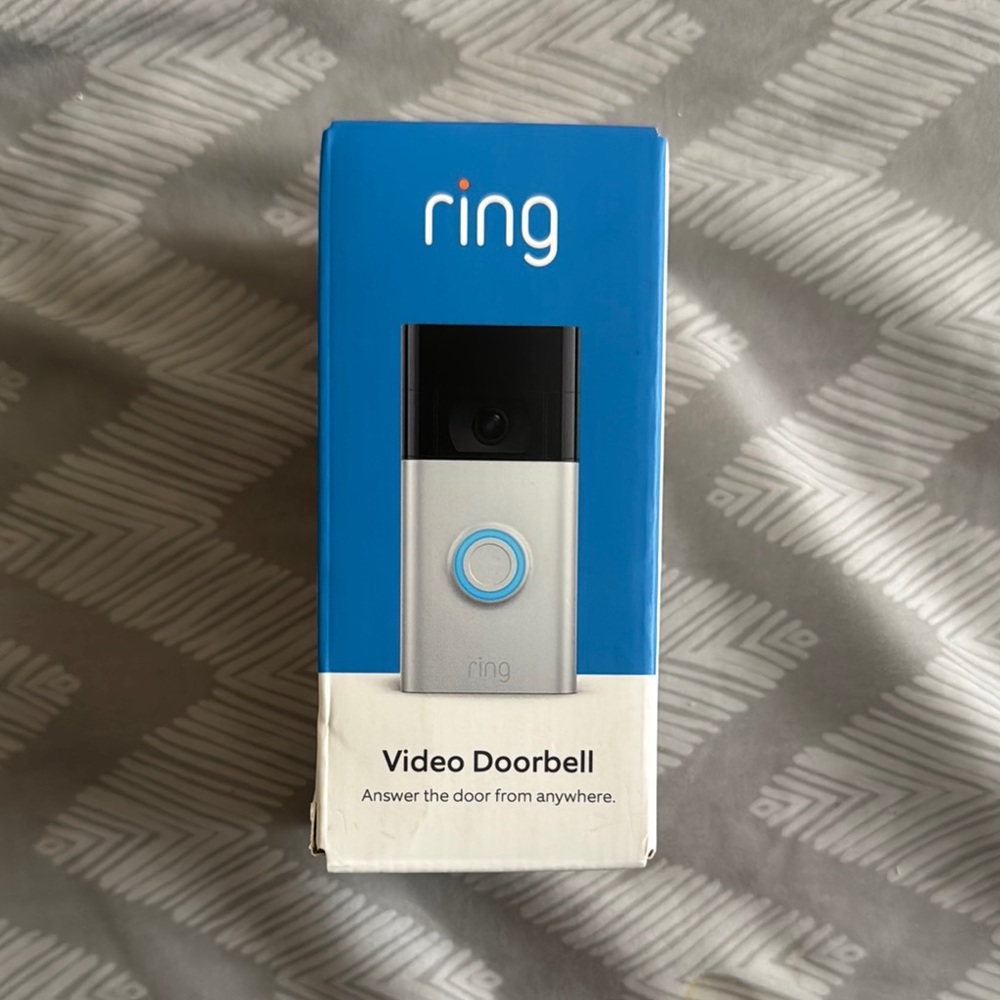 Ring Video Doorbell in Silver and Black with Blue Accent